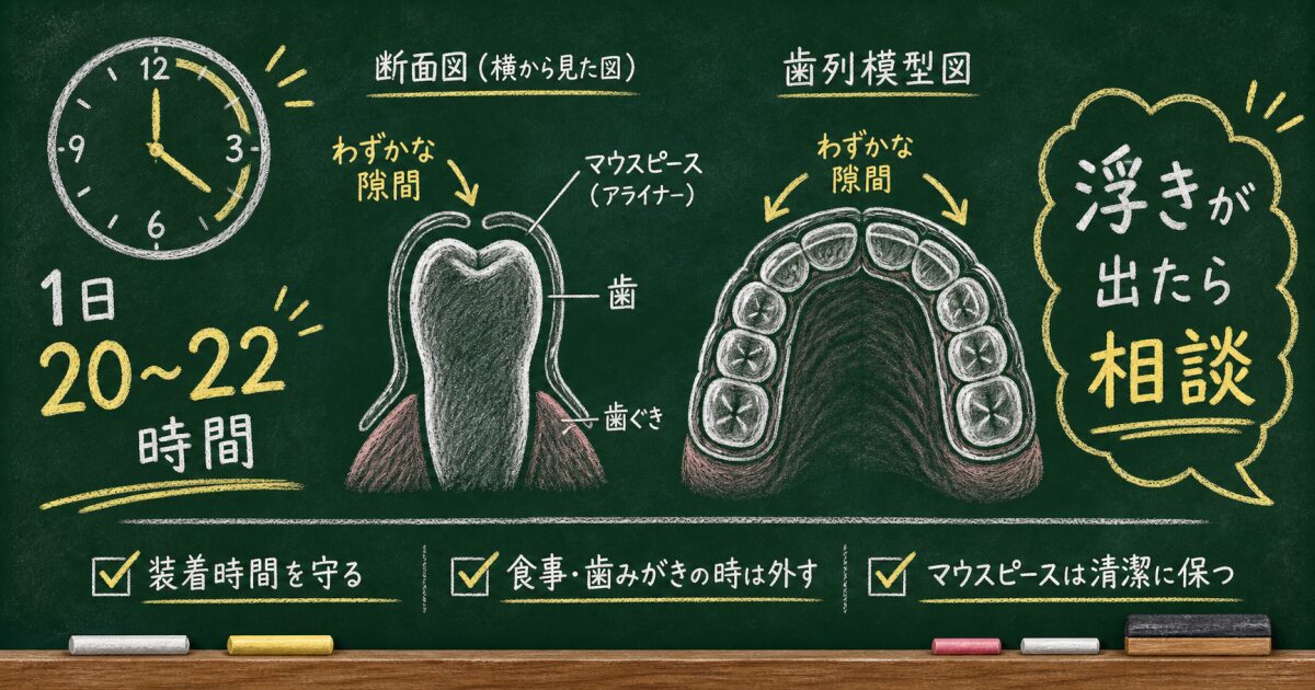 マウスピースが浮く…装着時間が足りない方の受診目安と挽回策