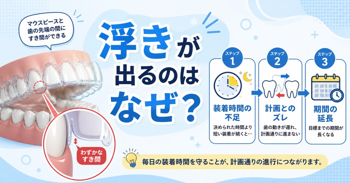 装着時間が守れないとどうなる？マウスピース矯正で浮きが生じる理由とリスク