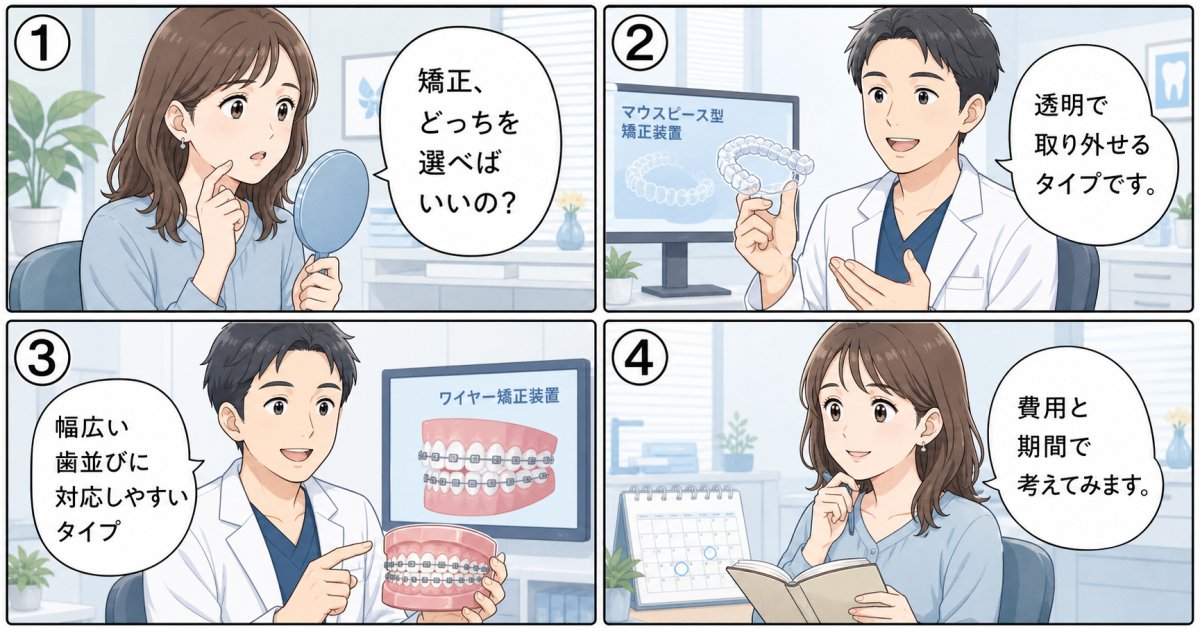 ワイヤー矯正とマウスピースの違いは?見た目や費用と期間で選ぶ目安