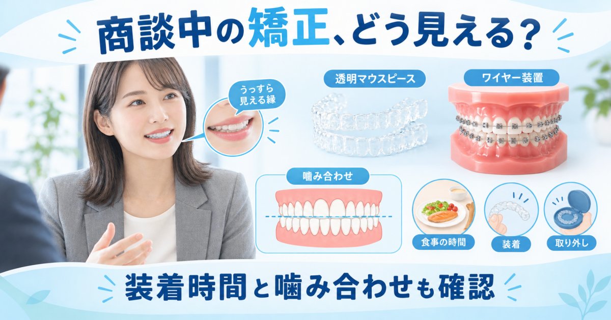 商談で矯正がバレない?大人の透明マウスピースとワイヤーの違い